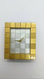 TIFFANY & CO. HAND WINDING DECK CLOCK WITH ALARM - 2.75" X 3.25" - 402 GRAMS: Tiffany & Co. Hand Winding Deck Clock With Alarm Swiss Dimensions - - 2.75" Length x 3.25" Height x 1" Width Total Weight - 402.1 Grams Case # 590 1 Serial # 40854 Movement # 487902 Great Condition &
