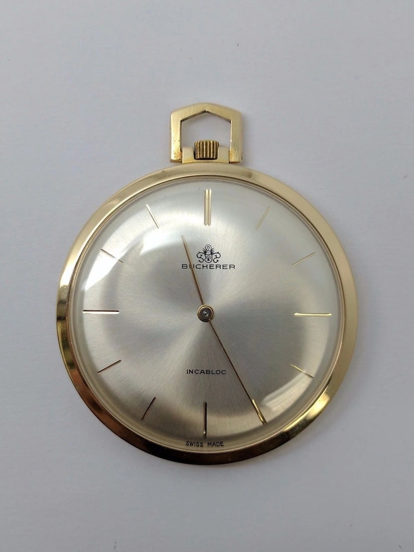 BUCHERER INCABLOC POCKET WATCH - MANUAL WINDING WATCH - 41MM 406661: BUCHERER INCABLOC POCKET WATCH - MANUAL WINDING WATCH - 41MM WATCH 406661 Carl F. Bucherer Hand Winding Pocket Watch Gold Plated Case Case Size- 41MM Case # - 406661 Excellent Condition & Keeps Accura