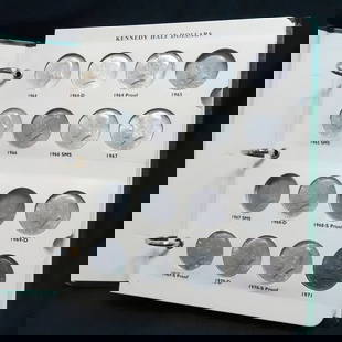 KENNEDY HALF DOLLAR 68 COINS 1964-1987 & 1988 1990 1991 1995 LITTLETON ALBUM: KENNEDY HALF DOLLAR 68 COINS 1964-1987 & 1988 1990 1991 1995 LITTLETON ALBUM Kennedy Half Dollar Proof & Circulated 68 Silver & Clad Coins 1964-1987 & 1988,1990,1991,1995 with Littleton Archival An Al