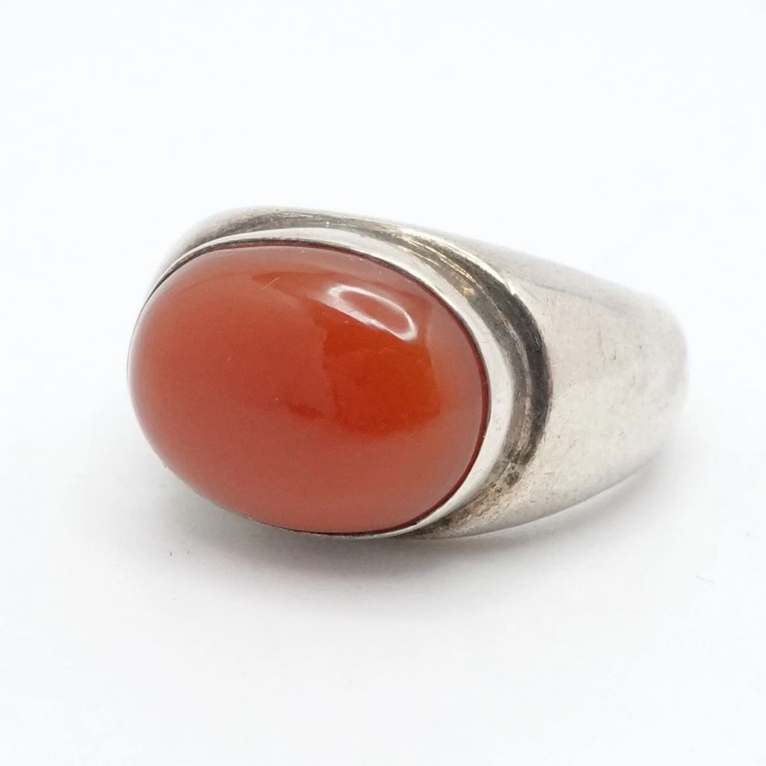 STERLING SILVER CARNELIAN GEMSTONE CABOCHON DOME RING SIZE 6.25 (1 of 2)