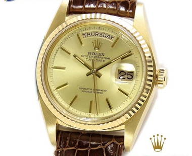 ROLEX 1803 DAY DATE 39 SERIES 7 DIGITS CAL.1556 UNISEX WATCH: ROLEX 1803 DAY DATE 39 SERIES 7 DIGITS CAL.1556 UNISEX WATCH Item Description Product name Rolex 1803 Day Date 39th 7 digits Model number 1803 Caliber 1556 Material 18K crocodile strap (genuine, used,