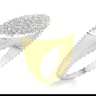2.62 CARAT ROUND BRILLIANT I SI1 DIAMOND 18K TWO TONE GOLD CLUSTER RING: 2.62 CARAT ROUND BRILLIANT I SI1 DIAMOND 18K TWO TONE GOLD CLUSTER RING 2.62 Carat Round Brilliant I SI1 Diamond 18 Karat Two Tone Gold Cluster Ring 18k Multi-Tone Gold Engagement Ring Details Departm