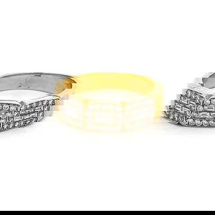 0.78 CARAT ROUND BRILLIANT AND EMERALD CUT DIAMOND 18K YG BAND RING: 0.78 CARAT ROUND BRILLIANT AND EMERALD CUT DIAMOND 18K YG BAND RING 0.78 Carat Round Brilliant and Emerald Cut Diamond 18K Yellow Gold Band Ring Engagement Ring Details Department Unisex Adults Main S
