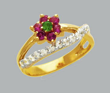 NEW 14K TWO TONE GOLD LADIES FANCY CZ RING FLOWER: NEW 14K TWO TONE GOLD CZ RING New 14K Two tone solid gold ring Ring size 7 Measures 10mm wide on top Cubic Zirconia Polished Finish Apx Weight: 3.2g