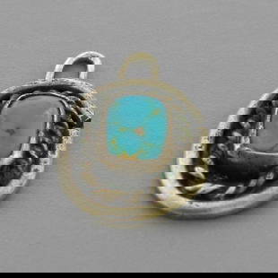 VINTAGE NAVAJO STERLING SILVER TURQUOISE PENDANT: VINTAGE TURQUOISE STERLING SILVER PENDANT Vintage Navajo Turquoise sterling silver pendant Measures 0.91" H x 0.59" W Vintage, Pre-owned, in good condition for its age, please refer to pics Due to age