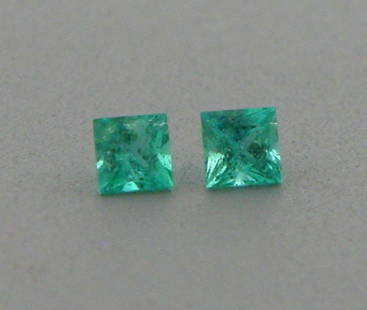 3mm MATCHING PAIR PRINCESS NATURAL COLOMBIAN EMERALD: Sale is for 2 princess cut natural Colombian emeralds Matching pair Emerald measures 3mm x 3mm New, never used before