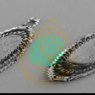 VINTAGE NAVAJO STERLING SILVER TURQUOISE PENDANT: VINTAGE TURQUOISE STERLING SILVER PENDANT Vintage Navajo Turquoise sterling silver pendant Measures 0.97" H x 0.77" W Vintage, Pre-owned, in good condition for its age, please refer to pics Due to age