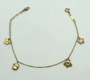 14K YELLOW GOLD DISNEY WINNIE POOH STYLE BRACELET   1.0 GRAM  6.5": 14k Yellow Gold Disney Winnie Pooh style Bracelet Condition: Used, enameling on charms is wearing off Material: 14k Yellow Gold Weight: 1 grams Bracelet Size: 6.5 inches Bracelet Type: Spring ring cla