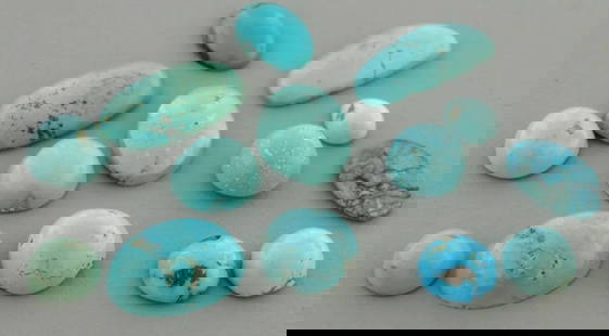 LOT NATURAL UNTREATED TURQUOISE MIX CUT CABOCHON 73ct LARGE: LOT NATURAL UNTREATED TURQUOISE MIX CUT CABOCHON 73ct LARGE LOOSE NATURAL UNTREATED CABOCHON TURQUOISE Carat weight is apx 73ct Natural turquoise please zoom into the picture so you can see exactly th