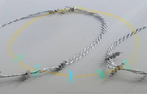 VINTAGE NAVAJO STERLING SILVER TURQUOISE NECKLACE: VINTAGE TURQUOISE STERLING SILVER NECKLACE Vintage Navajo sterling silver Turquoise necklace Measures 16" Long 5 Turquoise nuggets Vintage, Pre-owned, in good condition, please refer to pics Due to ag