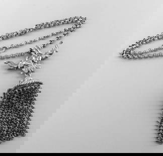 VINTAGE NAPIER STERLING SILVER ELEPHANT DANGLE NECKLACE: VINTAGE STERLING SILVER NECKLACE Vintage sterling silver elephant pendant necklace Chain Measures 18" Pendant measures 4.25" Long Vintage, Pre-owned, in good condition, please refer to pics Stamped NA