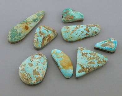 NATURAL LOT 113.5ct LARGE CABOCHON LOOSE ROYSTON TURQUOISE: NATURAL ROYSTON TURQUOISE Natural royston cabochon Turquoise 113.54ct Natural 8 pieces
