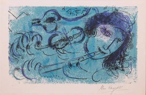 IMPORTANT SIGNED ORIG MARC CHAGALL FLUTE PLAYER MUSIC LITHOGRAPH: IMPORTANT SIGNED ORIG MARC CHAGALL FLUTE PLAYER MUSIC LITHOGRAPH IMPORTANT SIGNED ORIG MARC CHAGALL FLUTE PLAYER MUSIC LITHOGRAPH Last Call, LAST CHANCE!! LIQUIDATION SALE!! The Following Item we are