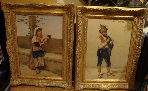 LARGE PAIR ORIG MUSEUM QTY PAINTINGS MAN WOMAN FILIPPO INDONI: LARGE PAIR ORIG MUSEUM QTY PAINTINGS MAN WOMAN FILIPPO INDONI LARGE PAIR ORIG MUSEUM QTY PAINTINGS MAN WOMAN FILIPPO INDONI Last Call, LAST CHANCE!! LIQUIDATION SALE!! The Following Item we are Offeri