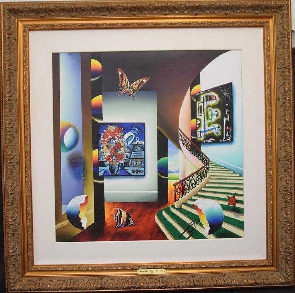 FRAMED LRG ORIG DLX PAINTING BY FERJO HOMMAGE TO CHAGALL: FRAMED LRG ORIG DLX PAINTING BY FERJO HOMMAGE TO CHAGALL LAST CALL, LAST CHANCE!! LIQUIDATION SALE!! The Following Item we are Offering is An Outstanding Rare Important Original Oil Painting on Canvas