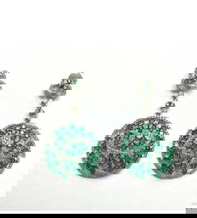 18KT GOLD GLITTERING FANCY EMERALD DIAMOND EARRINGS: 18KT GOLD GLITTERING FANCY EMERALD DIAMOND EARRINGS LAST CALL, LAST CHANCE!! LIQUIDATION SALE!! The Following Item we are offering is a Rare Important Radiant 18KT Gold Large Fancy Glittering Emerald
