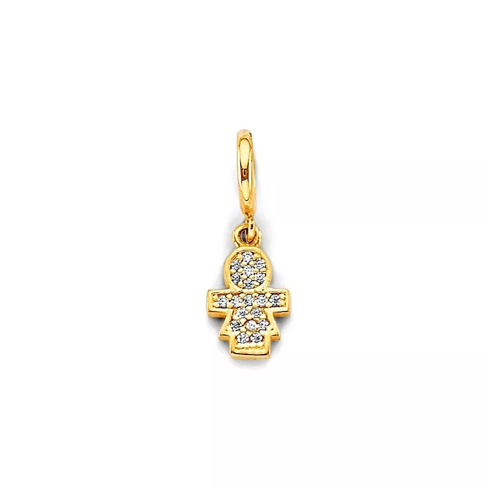 NEW 14K TWO TONE GOLD CZ GIRL CHARM FOR MIX&MATCH BRACELET: NEW 14K TOW TONE GOLD CZ GIRL CHARM FOR MIX&MATCH BRACELET 14K TOW TONE GOLD NEW CZ GIRL CHARM FOR MIX&MATCH BRACELET WEIGHT: 1.2 g