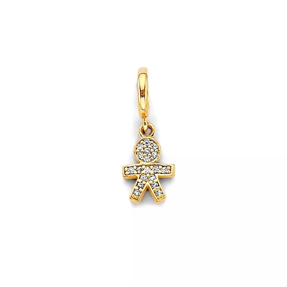 NEW 14K TWO TONE GOLD CZ BOY CHARM FOR MIX&MATCH BRACELET: NEW 14K TOW TONE GOLD CZ BOY CHARM FOR MIX&MATCH BRACELET 14K TOW TONE GOLD NEW CZ BOY CHARM FOR MIX&MATCH BRACELET WEIGHT: 1.1 g