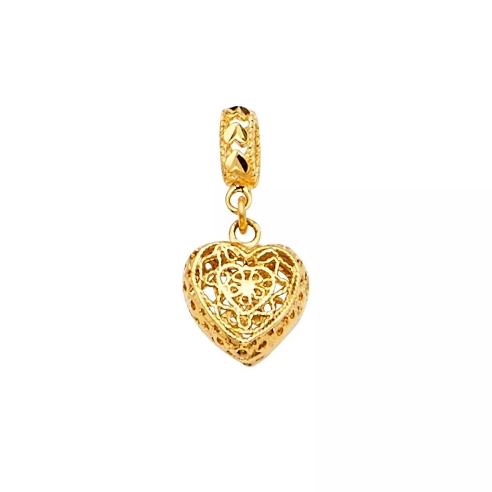 NEW 14K YELLOW GOLD HEART CHARM FOR MIX&MATCH BRACELET: NEW 14K YELLOW GOLD HEART CHARM FOR MIX&MATCH BRACELET 14K YELLOW GOLD NEW HEART CHARM FOR MIX&MATCH BRACELET WEIGHT: 1.2 g