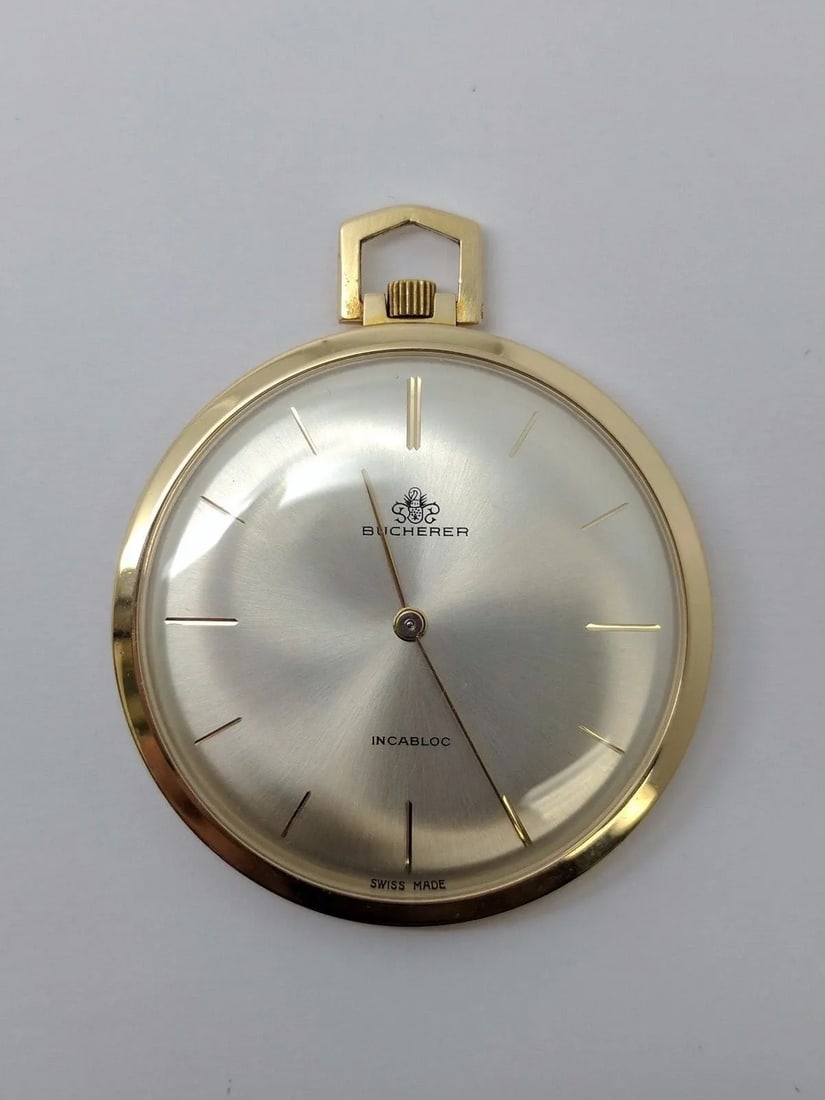 BUCHERER INCABLOC POCKET WATCH - MANUAL WINDING WATCH - 41MM 406661: BUCHERER INCABLOC POCKET WATCH - MANUAL WINDING WATCH - 41MM WATCH 406661 Carl F. Bucherer Hand Winding Pocket Watch Gold Plated Case Case Size- 41MM Case # - 406661 Excellent Condition & Keeps Accura