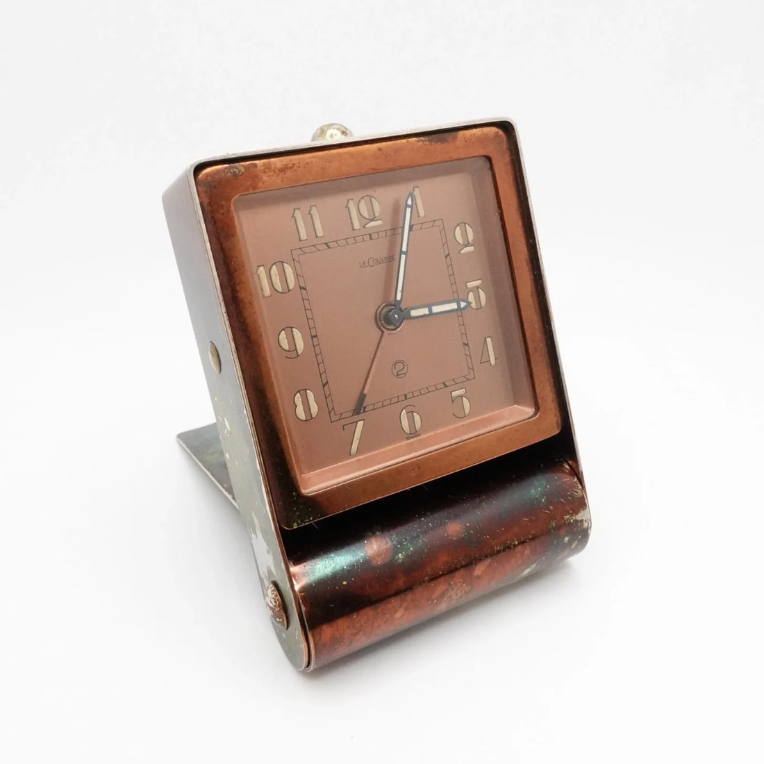 JAEGER-LECOULTRE 2 DAYS LEATHER FOLDING ALARM DESK TRAVEL CLOCK SOLD AS IS (1 of 2)