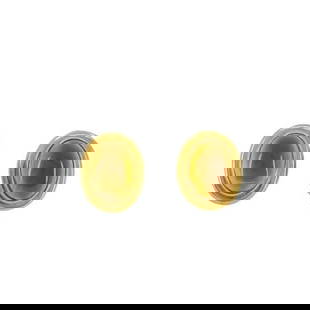 BVLGARI BULGARI CITRINE CABOCHON EARRINGS 18K GOLD: BVLGARI BULGARI CITRINE CABOCHON EARRINGS 18K GOLD NS UEOO Bvlgari Bulgari Citrine Cabochon Earrings 18k Gold Each earring features an oval-shaped cabochon citrine set in a smooth gold bezel. The citr