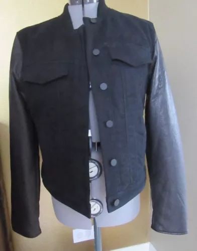 T BY ALEXANDER WANG COTTON AND LEATHER BOMBER JACKET SIZE SMALL: T BY ALEXANDER WANG COTTON AND LEATHER BOMBER JACKET SIZE SMALL T BY ALEXANDER WANG COTTON AND LEATHER BOMBER JACKET SIZE SMALL This is a must for a collector!