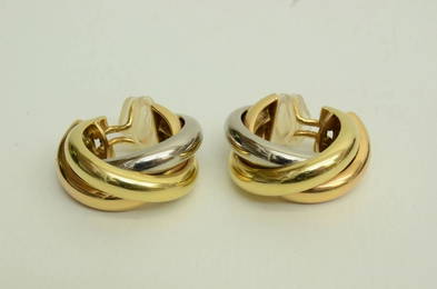AUTHENTIC CARTIER TRINITY EARRINGS 18K GOLD 750 CLIP ON HOOP JEWELRY ACCESSORY 2