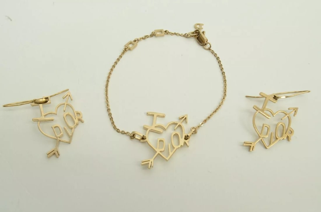 AUTHENTIC CHRISTIAN DIOR EARRING BRACELET MONOGRAM EMBLEM GP HEART ARROW CHARM: Authentic Christian Dior Earring Bracelet Monogram Emblem GP Heart Arrow Charm AUTHENTIC CHRISTIAN DIOR EARRING BRACELET MONOGRAM EMBLEM GP HEART ARROW CHARM Jewelry Accessory Ladies, Womens, Female L