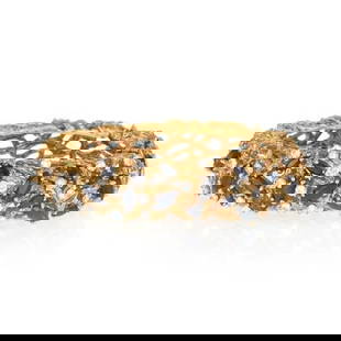 SAPPHIRE BRACELET VINTAGE DIAMOND GOLD 18K YELLOW BANGLE KUTCHINSKY: SAPPHIRE BRACELET VINTAGE DIAMOND GOLD 18K YELLOW BANGLE KUTCHINSKY SAPPHIRE BRACELET VINTAGE DIAMOND GOLD 18K YELLOW BANGLE KUTCHINSKY Diamond & Sapphire 9ct 18k Yellow Gold Textured Bangle Bracelet