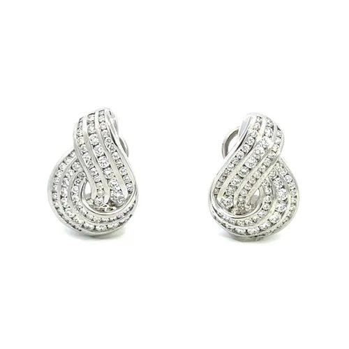 CHARLES KRYPELL DIAMOND EARRINGS 1.80CT 18K WHITE GOLD 3 ROWS RIBBON LOOP: CHARLES KRYPELL DIAMOND EARRINGS 1.80CT 18K WHITE GOLD 3 ROWS RIBBON LOOP CHARLES KRYPELL DIAMOND EARRINGS 1.80CT 18K WHITE GOLD 3 ROWS RIBBON LOOP This is a gorgeous authentic pair of earrings by Cha