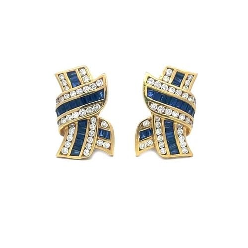 70455 CHARLES KRYPELL SAPPHIRE GOLD EARRINGS DIAMOND 18K YELLOW RIBBON STYLE: 70455 CHARLES KRYPELL SAPPHIRE GOLD EARRINGS DIAMOND 18K YELLOW RIBBON STYLE 70455 CHARLES KRYPELL SAPPHIRE GOLD EARRINGS DIAMOND 18K YELLOW RIBBON STYLE These Charles Krypell earrings feature asymmet