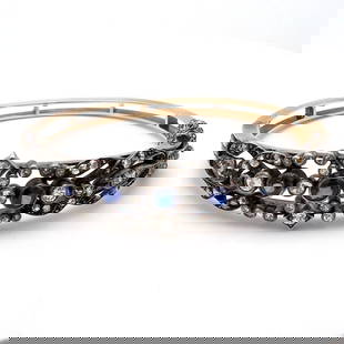 2.60 CARAT DIAMOND 1.70 CARAT SAPPHIRE 14K YELLOW GOLD/SILVER BANGLE BRACELET: 2.60 CARAT DIAMOND 1.70 CARAT SAPPHIRE 14K YELLOW GOLD/SILVER BANGLE BRACELET 2.60 CARAT DIAMOND 1.70 CARAT SAPPHIRE 14K YELLOW GOLD/SILVER BANGLE BRACELET Title: 2.60 Carat J VS1 Diamond 1.70 Carat S