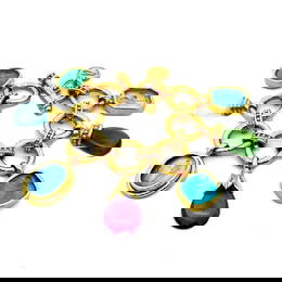 ELIZABETH LOCKE CHARMS BRACELET MULTICOLOR GEM 18K YELLOW GOLD INTAGLIOS