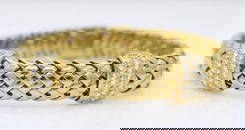 TIFFANY & CO. 18K YELLOW GOLD VANNERIE NATURAL DIAMOND WOVEN BRACELET 52.7GR