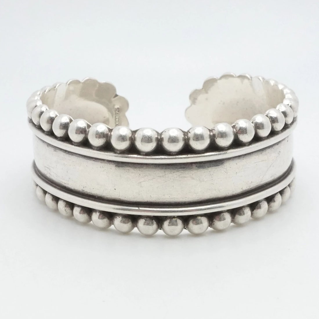 TAXCO STERLING SILVER BEADED NAVAJO CUFF BRACELET 6.75" WRIST (1 of 2)