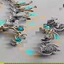 VINTAGE BEAUTIFUL NAVAJO STERLING SILVER SQUASH BLOSSOM TURQUOISE NECKLACE