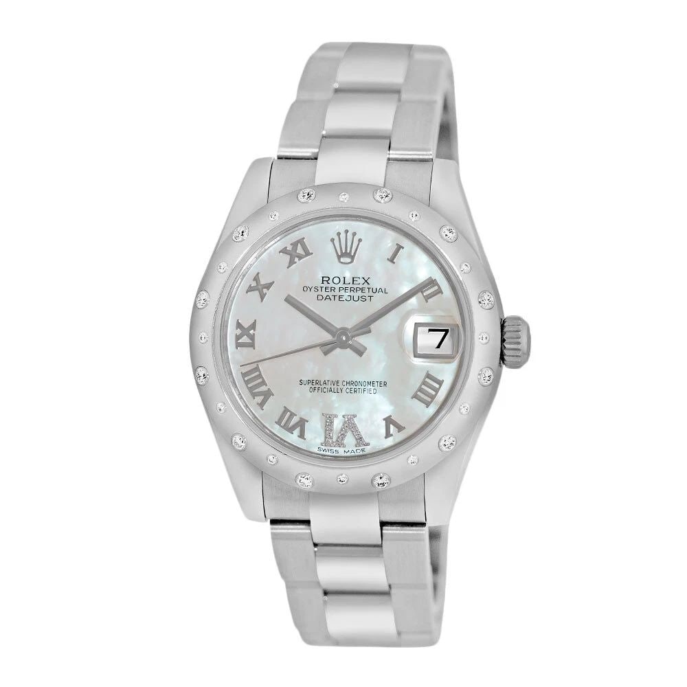 ROLEX STAINLESS STEEL 31MM DATEJUST FACTORY DIAMOND BEZEL 178344 WARRANTY 2019: ROLEX STAINLESS STEEL 31MM DATEJUST FACTORY DIAMOND BEZEL 178344 WARRANTY 2019 ROLEX Stainless Steel 31mm Datejust Factory Diamond Bezel 178344 box waranty Pre-Owned Stainless Steel 31mm Rolex "Dateju