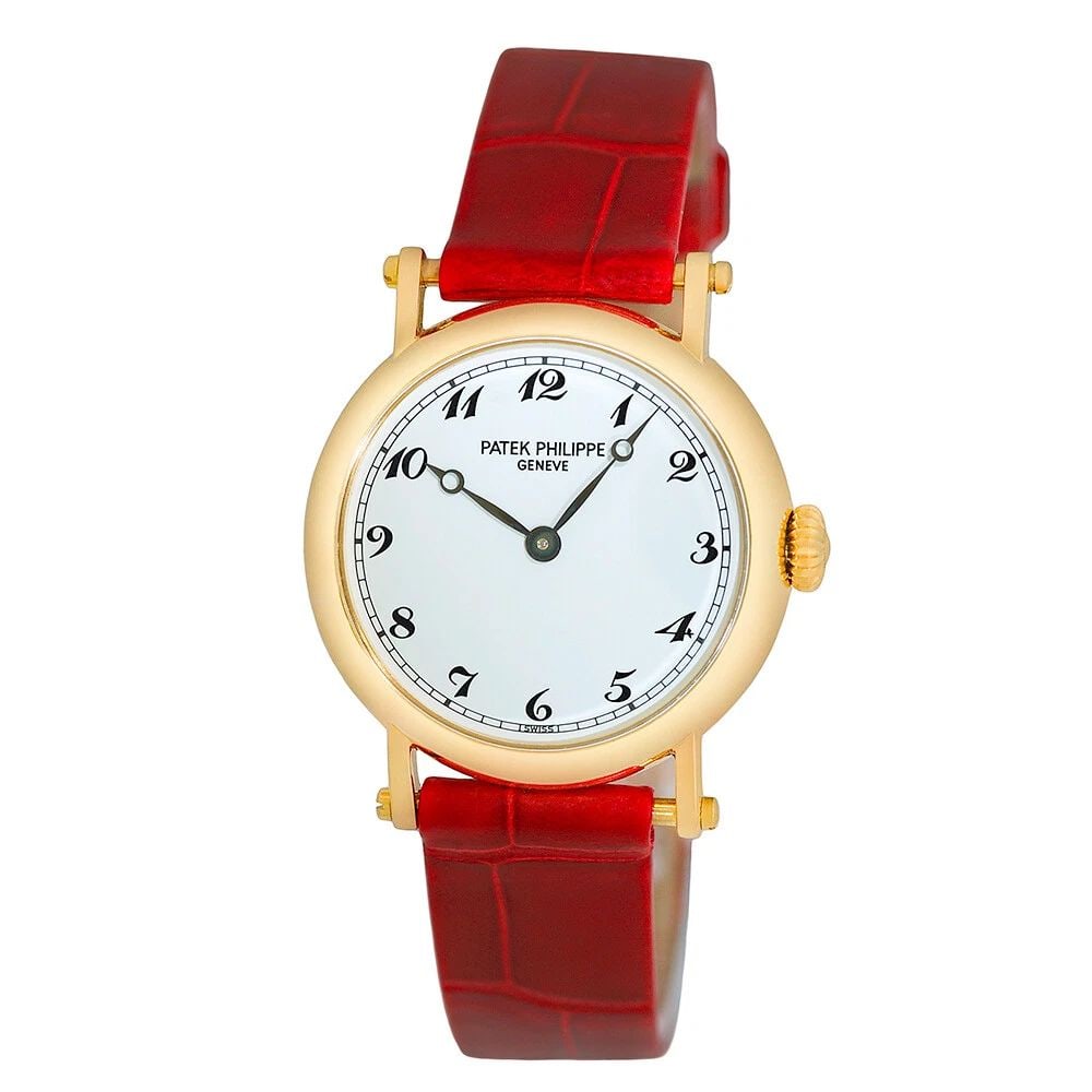 PATEK PHILIPPE 18K YELLOW GOLD 26MM CALATRAVA OFFICER REF. 4860 MECHANICAL: PATEK PHILIPPE 18K YELLOW GOLD 26MM CALATRAVA OFFICER REF. 4860 MECHANICAL Brand: Patek Philippe Model: Calatrava Officer Reference No: 4860-J Gender: Lady’s Movement: Handmade Swiss Mechanical(Manu