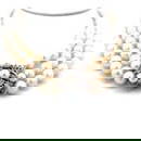 5.9-9.00MM PEARL 0.45 CARAT ROUND BRILLIANT DIAMOND 14K WG CHOKER NECKLACE