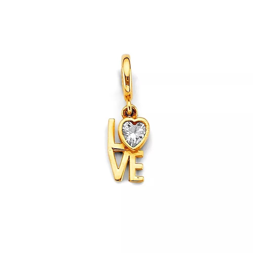 NEW 14K YELLOW GOLD CZ LOVE CHARM FOR MIX&MATCH BRACELET: NEW 14K YELLOW GOLD CZ LOVE CHARM FOR MIX&MATCH BRACELET 14K YELLOW GOLD NEW CZ LOVE CHARM FOR MIX&MATCH BRACELET WEIGHT: 1 g