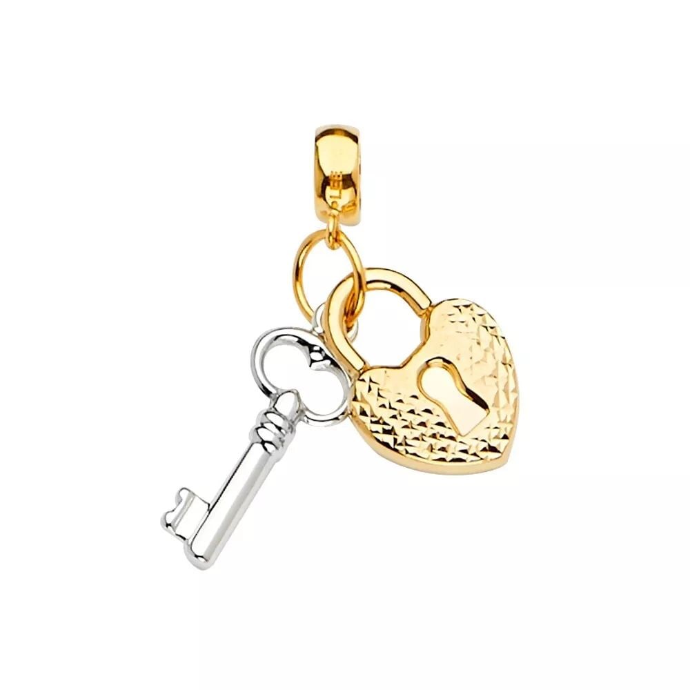 NEW 14K TWO TONE GOLD KEY & LOCK CHARM FOR MIX&MATCH BRACELET: NEW 14K TOW TONE GOLD KEY & LOCK CHARM FOR MIX&MATCH BRACELET 14K TOW TONE GOLD NEW KEY & LOCK CHARM FOR MIX&MATCH BRACELET WEIGHT: 1.6 g