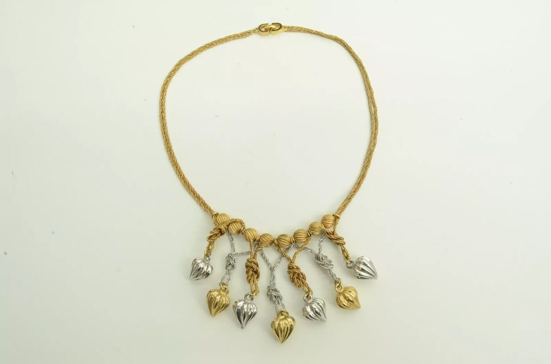AUTHENTIC CHRISTIAN DIOR VINTAGE NECKLACE GP TURNIP CHARM ROPE JEWELRY ACCESSORY (1 of 2)