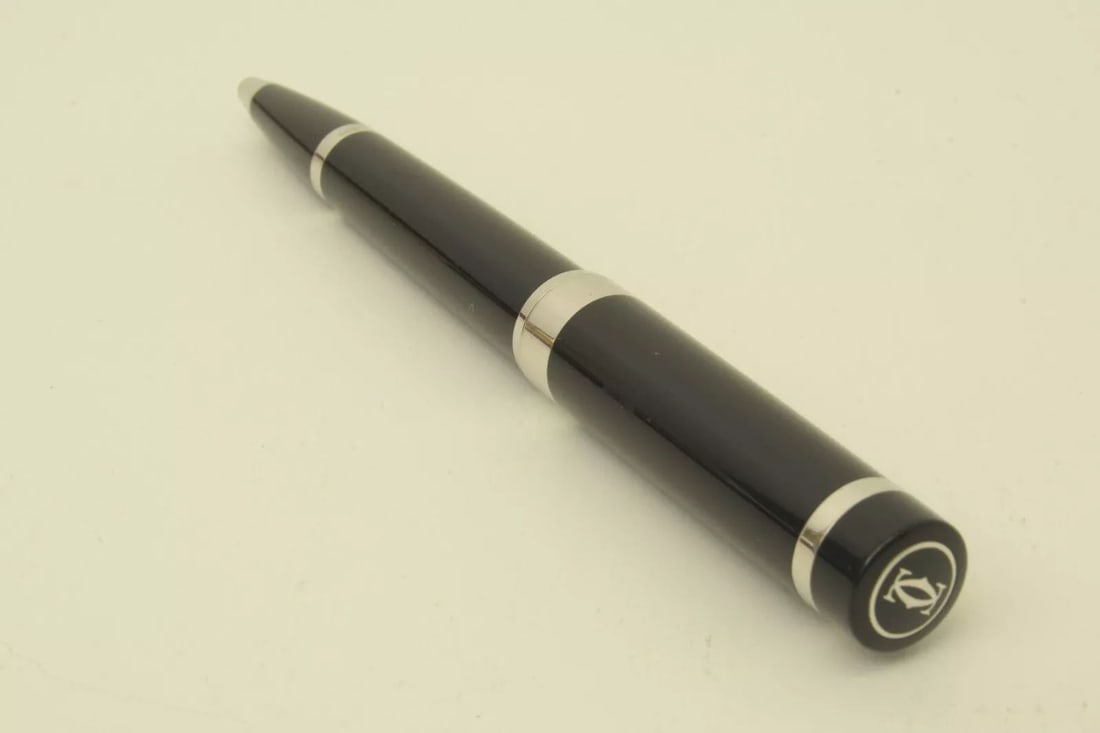 AUTHENTIC CARTIER BALLPOINT PEN C DECOR SP LOGO BLACK OFFICE DESK COLLECTIBLE (1 of 2)