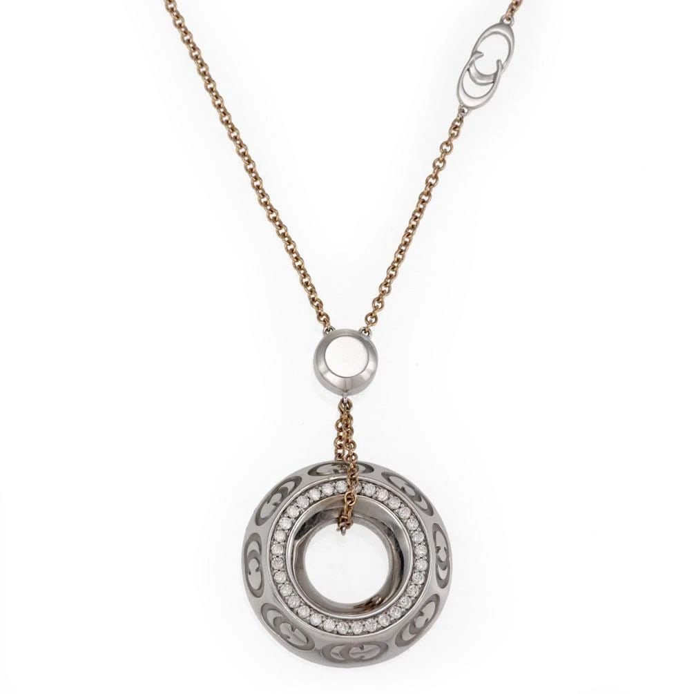 CHIMENTO DIAMOND 18K ROSE WHITE GOLD LOGO CIRCLE PENDANT CHAIN LIQUIDATION: CHIMENTO DIAMOND 18K ROSE WHITE GOLD LOGO CIRCLE PENDANT CHAIN LIQUIDATION Chimento Diamond 18k Rose White Gold Logo Circle Pendant Chain LIQUIDATION Description This lovely authentic pendant and chai