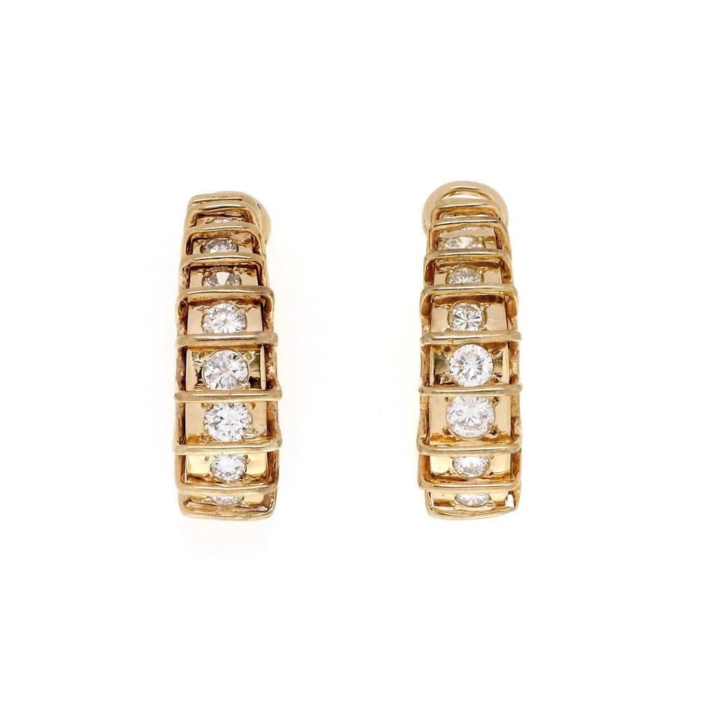 14K YELLOW GOLD 2.00CT DIAMOND CURVED HOOP HUGGIE EARRINGS LIQUIDATION! (1 of 2)