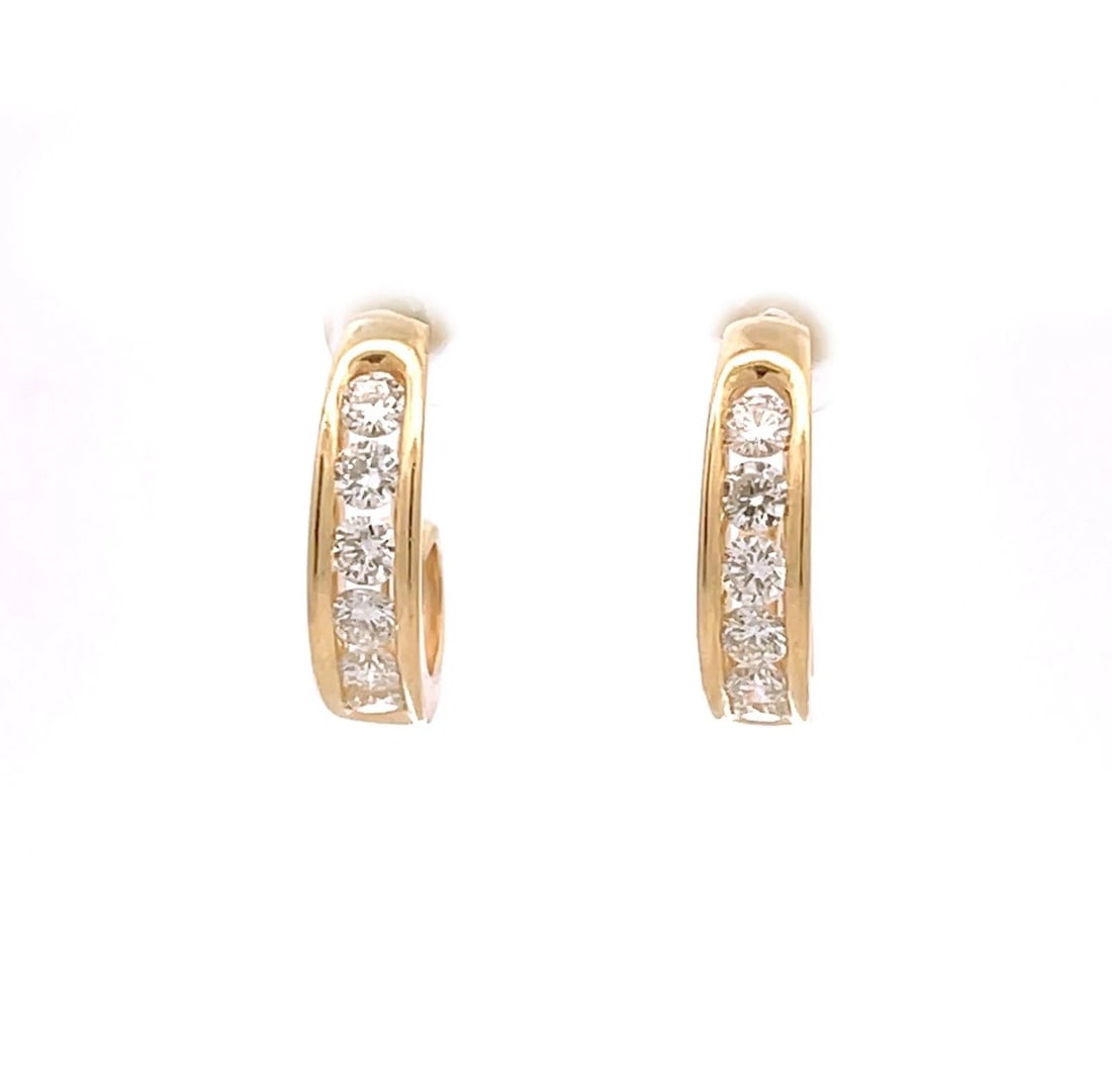 1.00CT DIAMOND 14K YELLOW GOLD CURVED HOOP EARRINGS LIQUIDATION! (1 of 2)