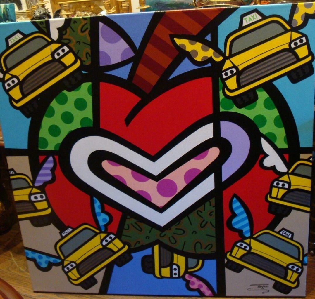 ORG JOZZA DLX PAINTING BEAUTIFUL PAINTING W/ TAXIS IN NEW YORK CITY (1 of 2)