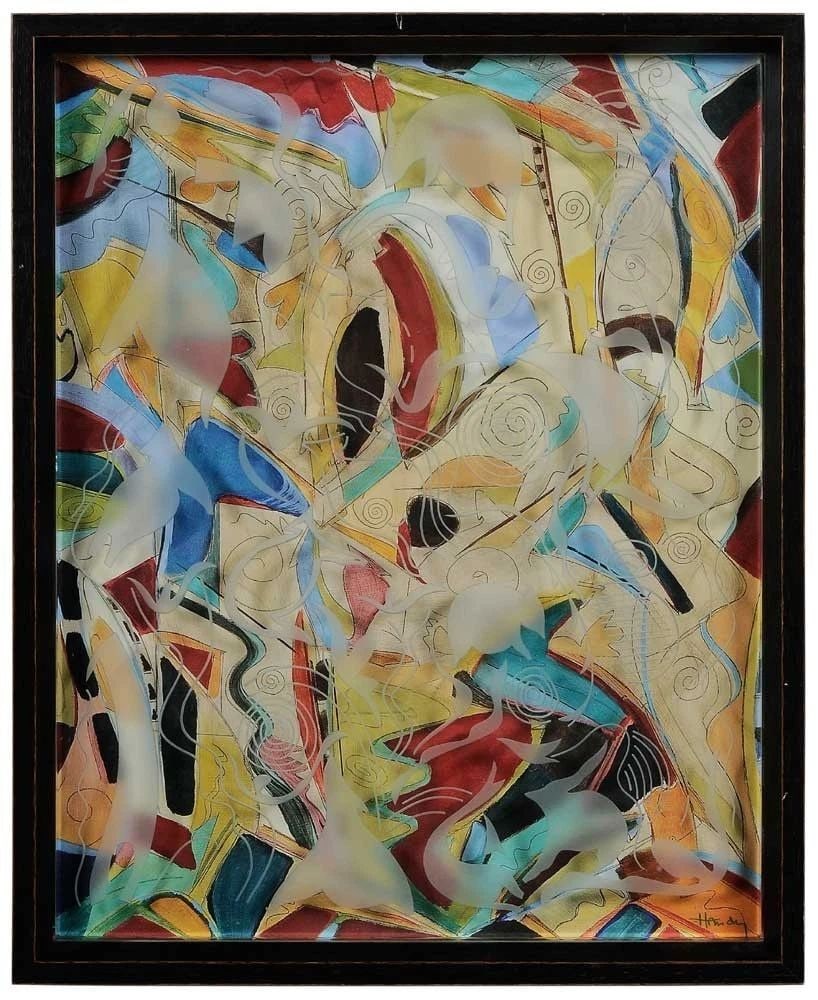 LARGE ORIGINAL ABSTRACT FIGURATIVE GEORGE HANDY PAINTING (1 of 2)