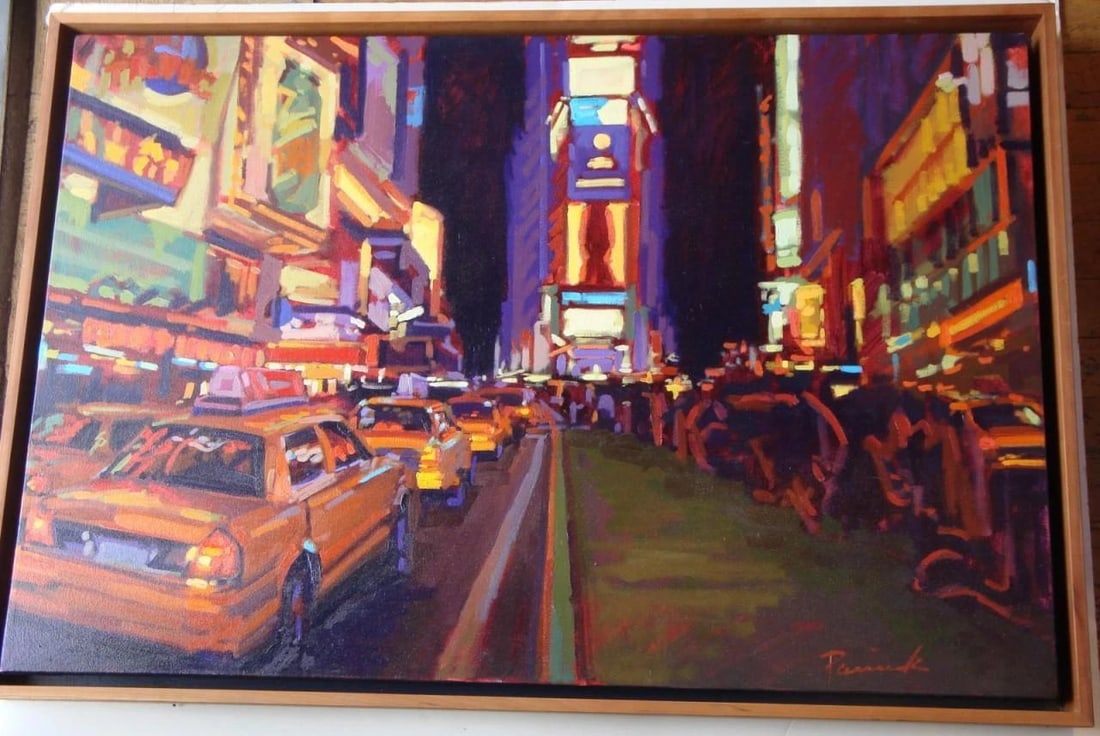 NEW YORK CITY TIMES SQUARE TAXI CAB PAINTING SCENE NICK PACIOREK 2008 (1 of 2)